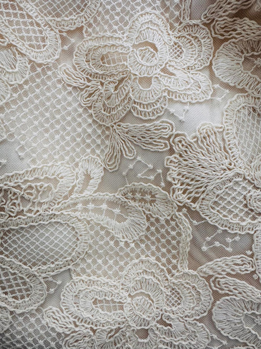 Ivory Bloom Lace Strapless Dress