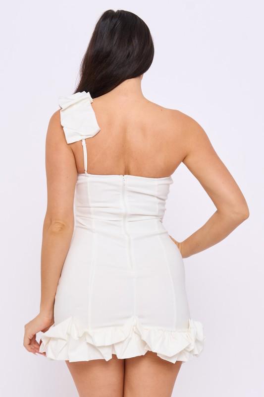 One Shoulder Ruffle Mini Dress