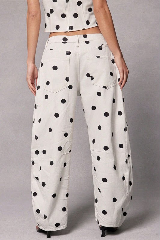 Polka Dots High-Waist Barrel Jeans