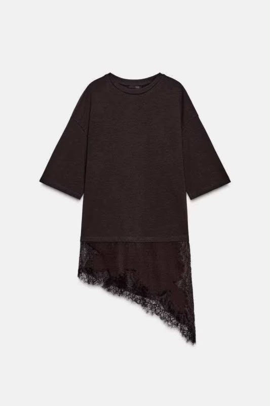 Asymmetrical Lace T-Shirt