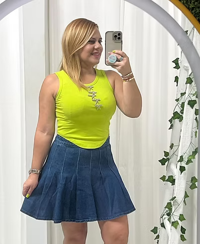 Lime Bow Details Top