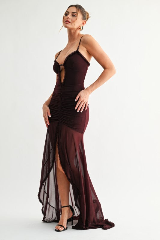 Enchanten Beaded Runched Maxi Dress