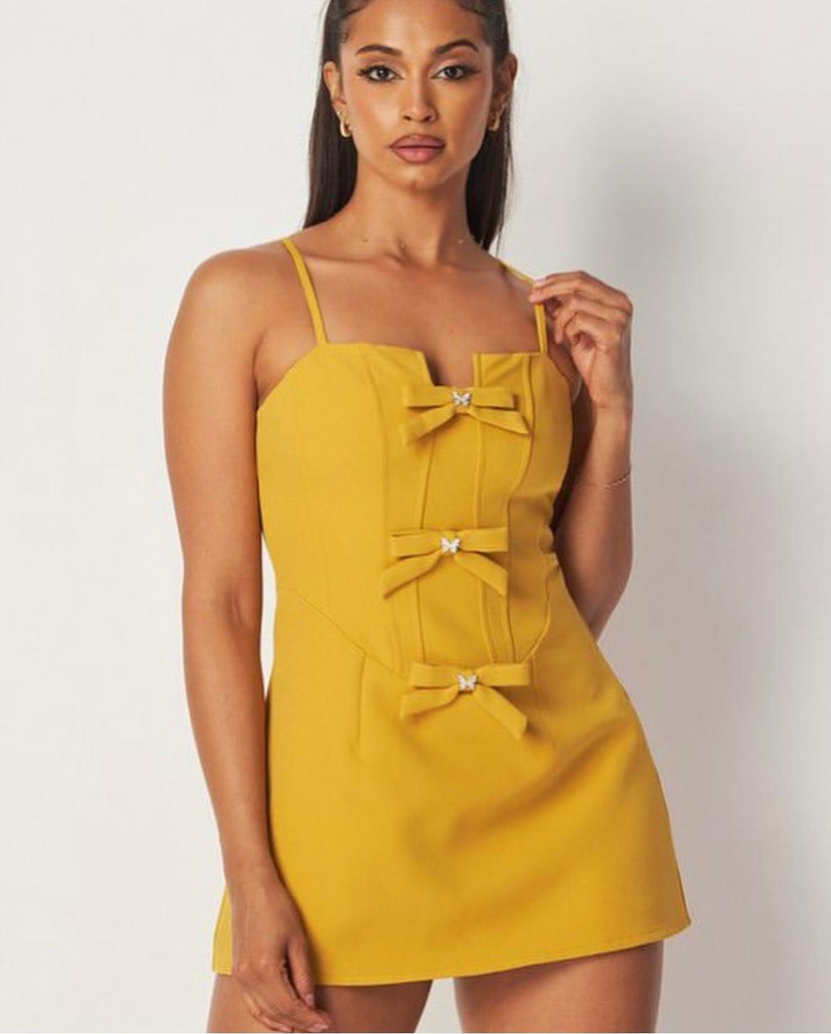 Mustard Mini Dress with Tired