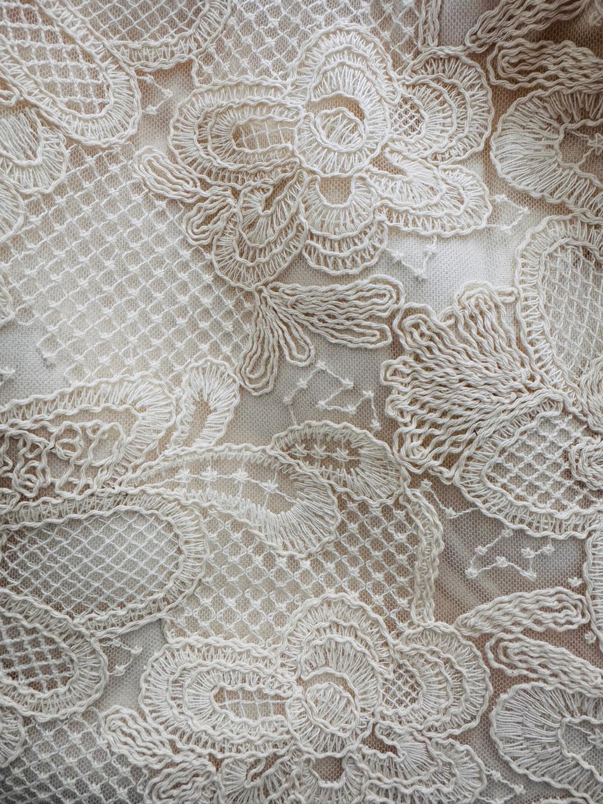 Ivory Bloom Lace Strapless Dress
