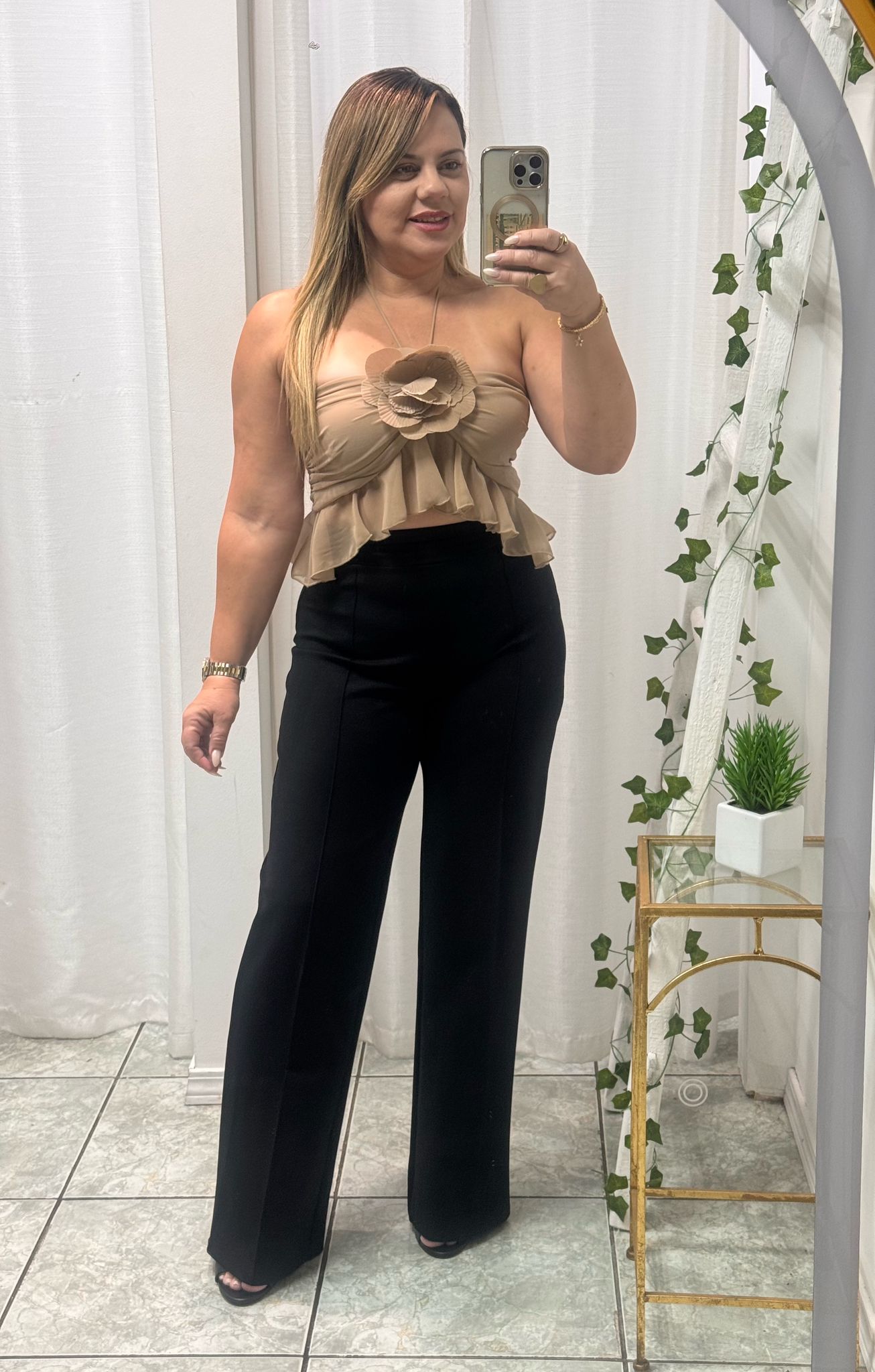 Petal Halter Ruffle Top