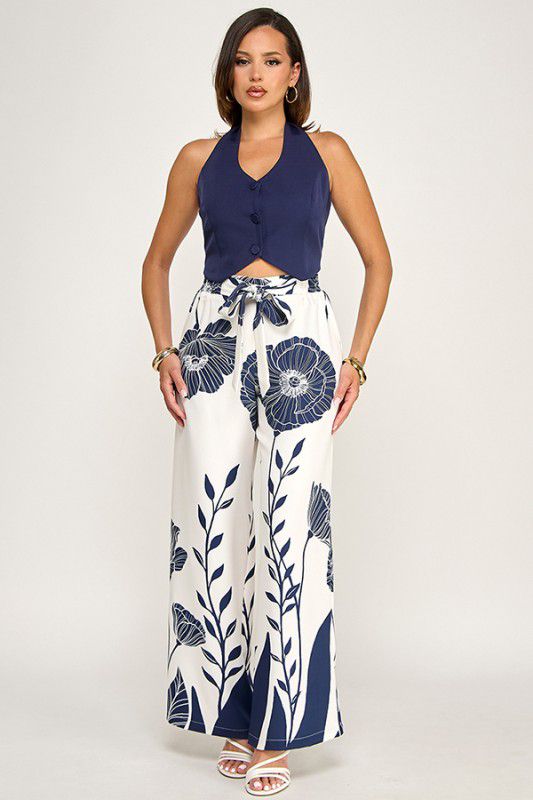 Vest With Printed Pant Set