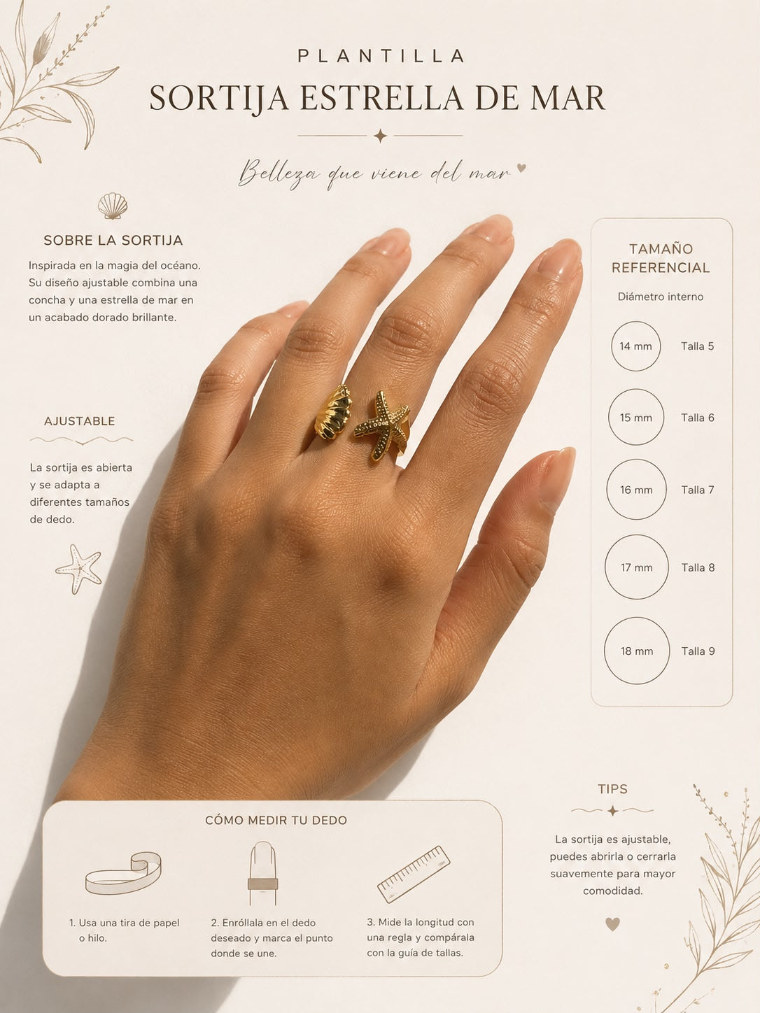 Starfish and Shell Ring