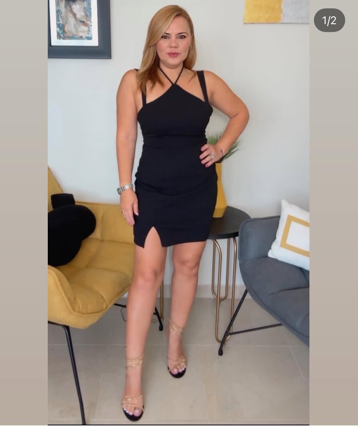Halter Open Black Dress
