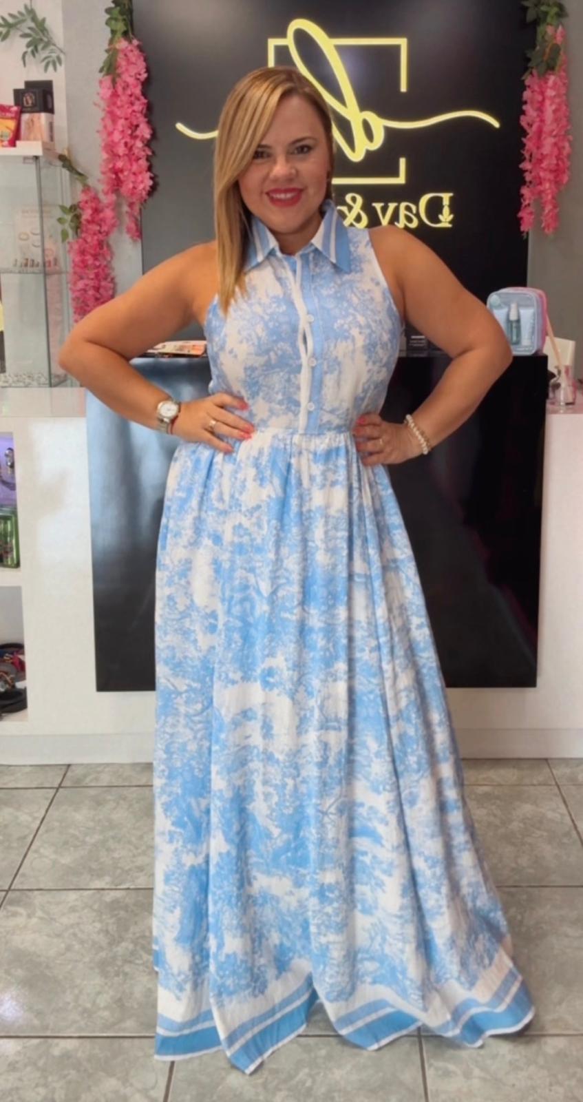 Printed Button Maxi Dress