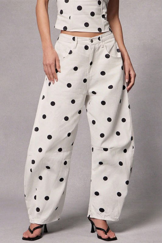 Polka Dots High-Waist Barrel Jeans