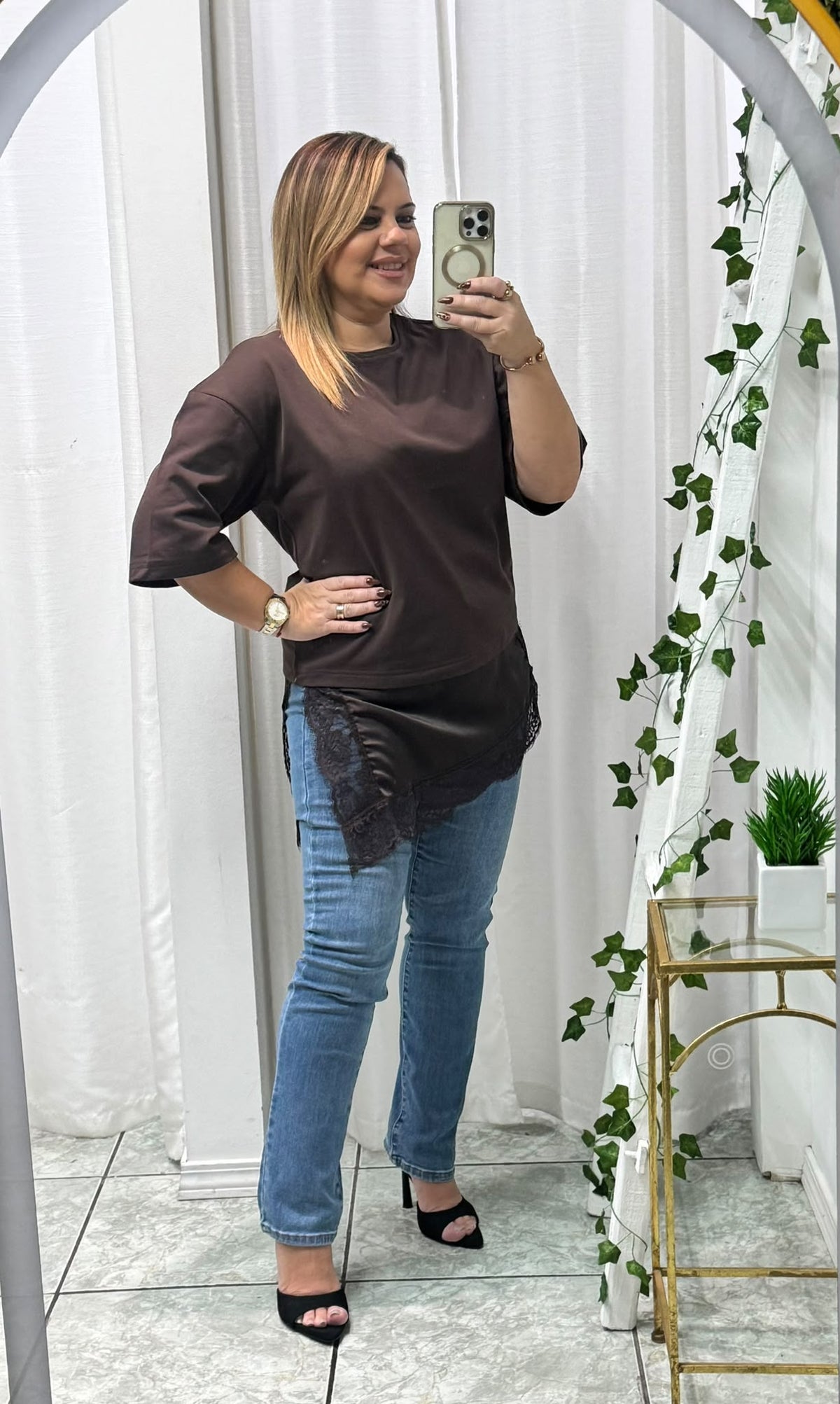 Asymmetrical Lace T-Shirt