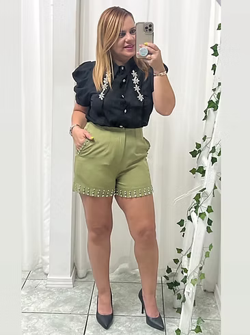 Short with rhinestone details