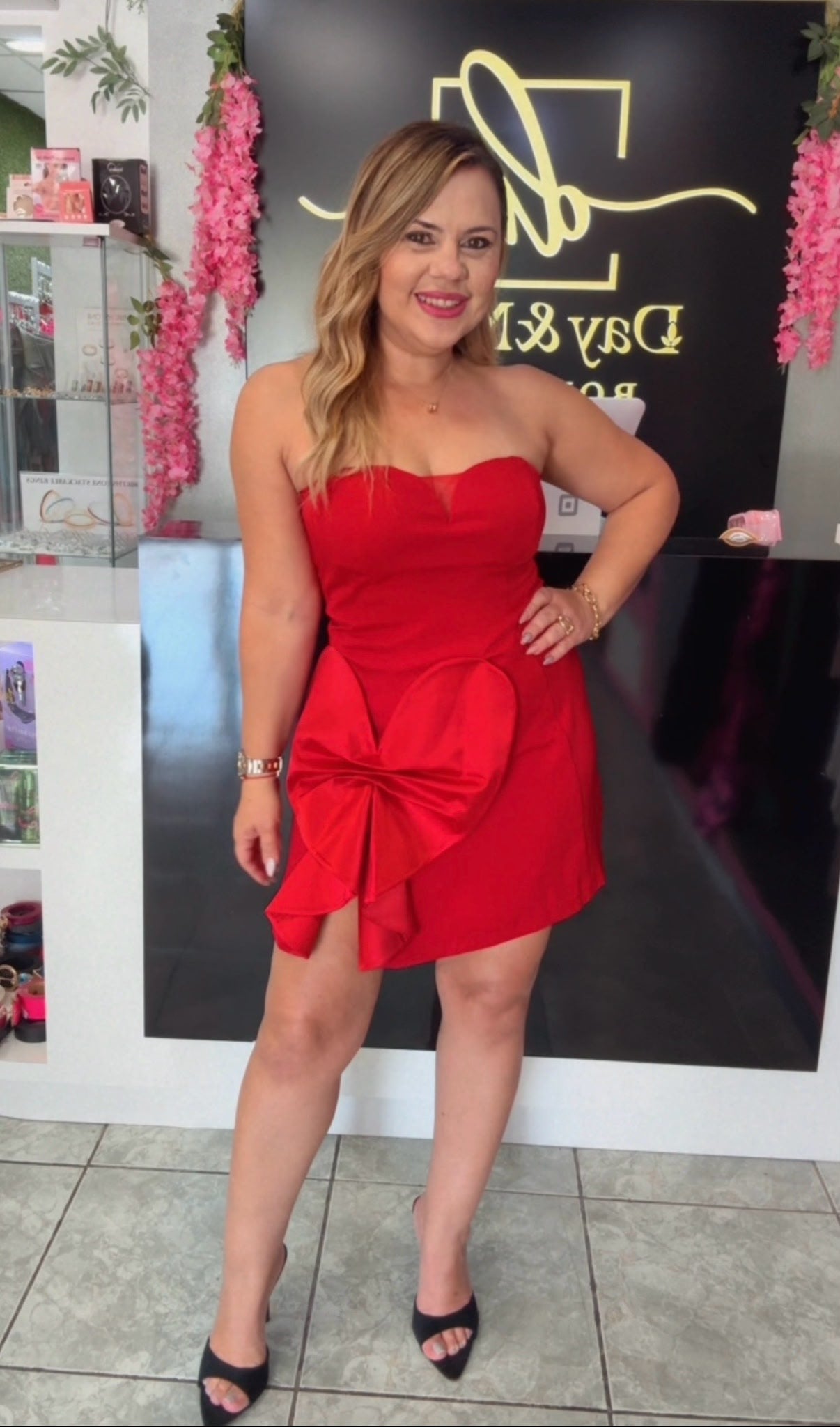 Satin Bow Details Mini Dress