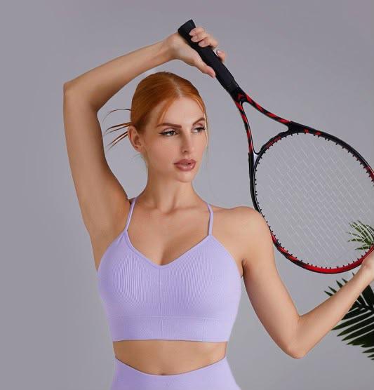 Cross Back Rib Padded Sport Bra