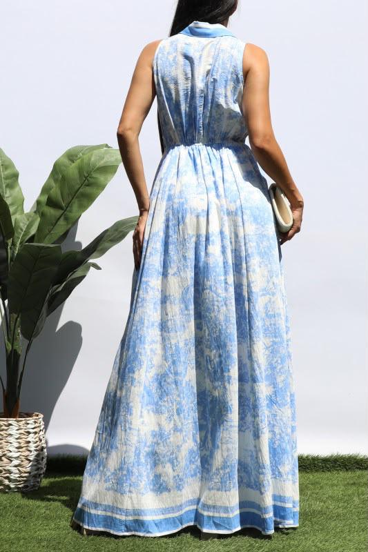 Printed Button Maxi Dress