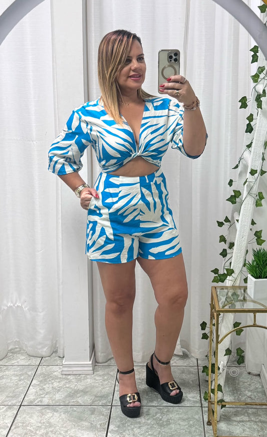 Leaf Tie-Front Romper