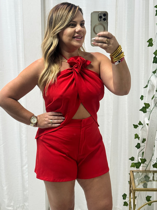 Halter Neck Flower Top & Short