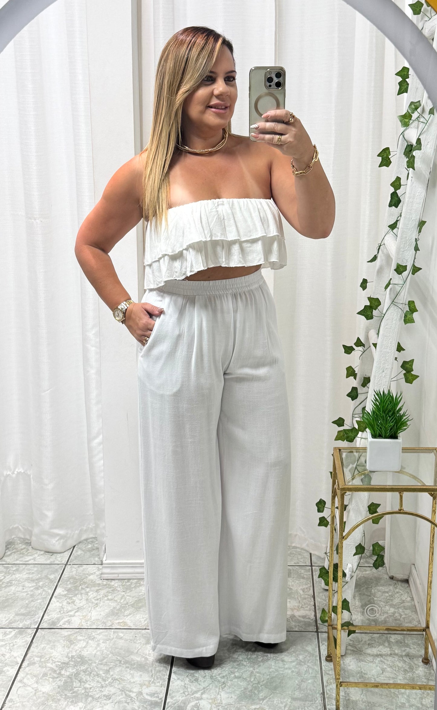 Boho Breeze White Pants