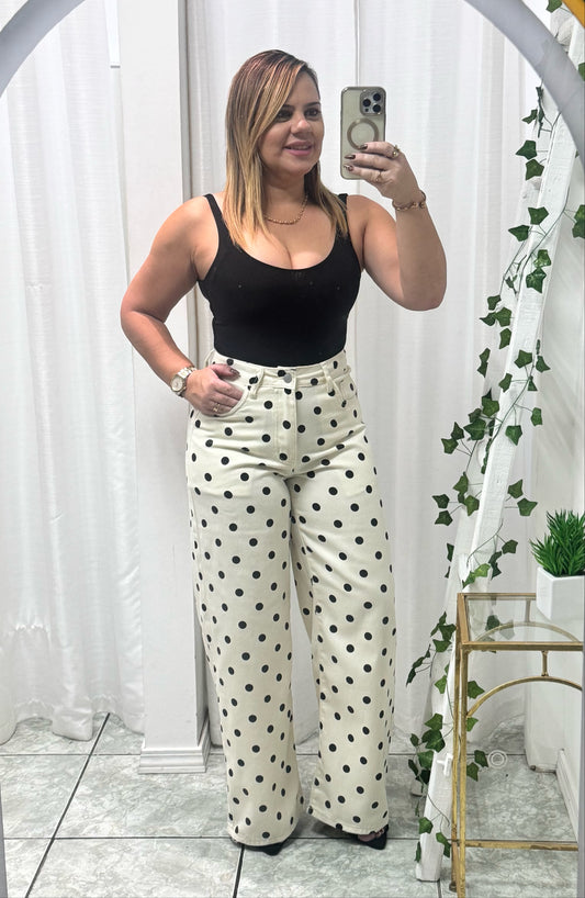 Polka Dots High-Waist Jeans