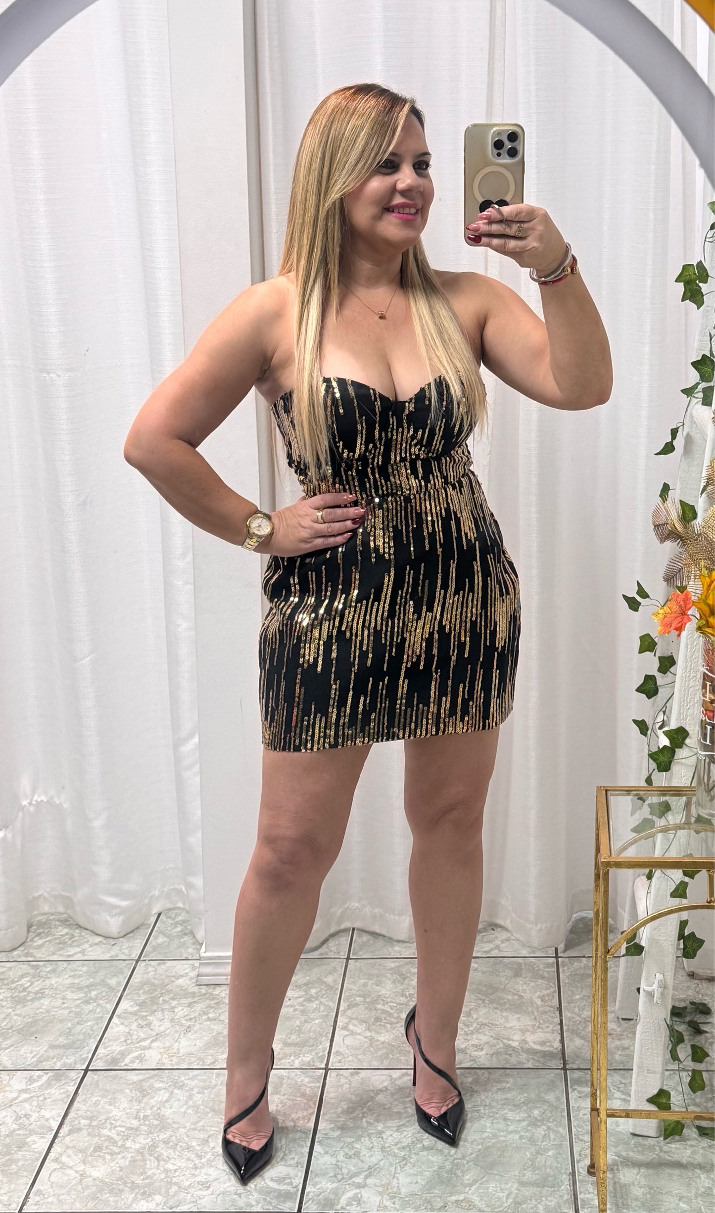 Strapless Sequins Dress