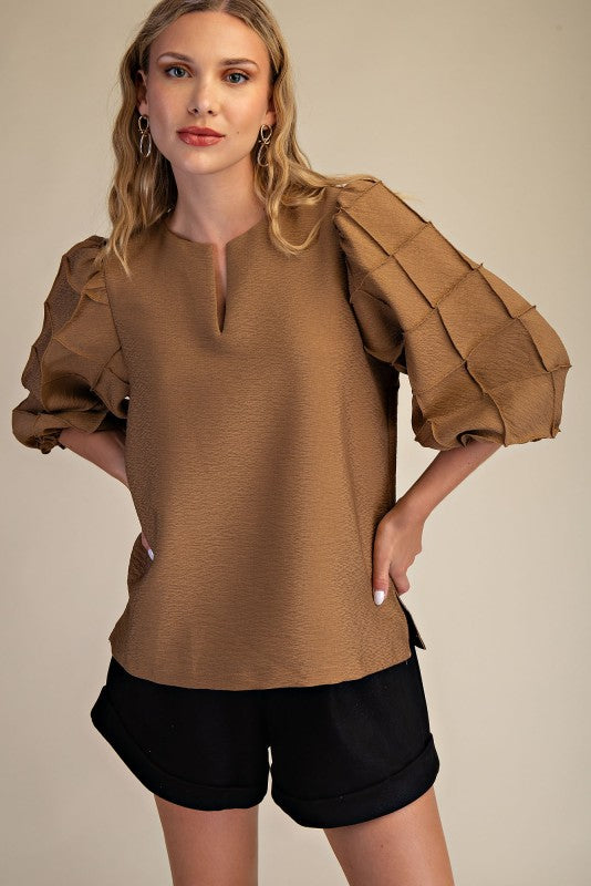 Quilted Detail Sleeve Top