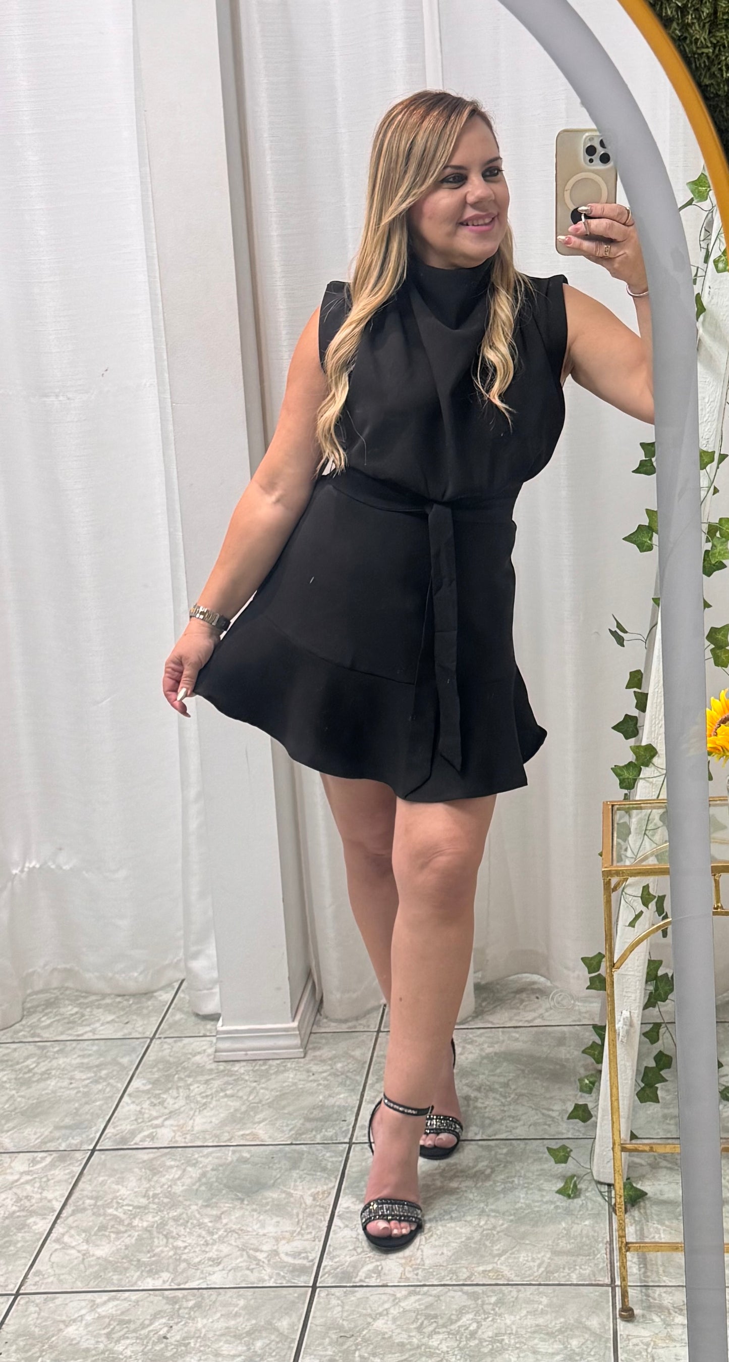 Cowl neck Sleeveless Mini Dress